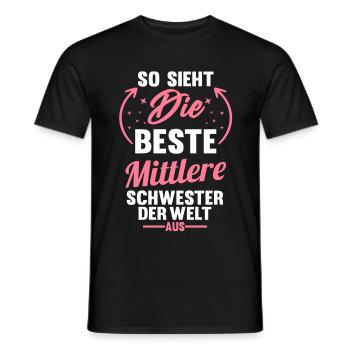Beste mittlere Schwester der Welt - Männer T-Shirt - Schwarz - Vorne - AI Model Male 178 light (178cm)