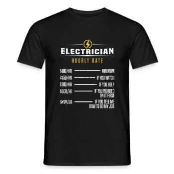 Ingénieur électricien Drôle Électricien Taux horaire - T-shirt homme - noir - Devant - AI Model Male 178 light (178cm)