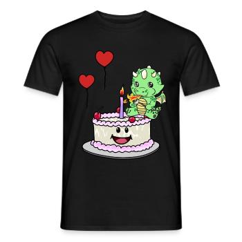 Dragon Birthday Birthday Cake Sweets - Men's T-Shirt - black - Front - AI Model Male 178 light (178cm)