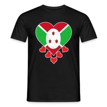 Burundi Love heart flag for Burundian pride - Men's T-Shirt - black - Front - AI Model Male 178 light (178cm)