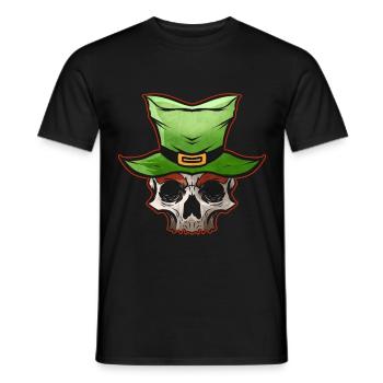 Crâne portant un chapeau vert le jour de la Saint-Patrick - T-shirt homme - noir - Devant - AI Model Male 178 light (178cm)