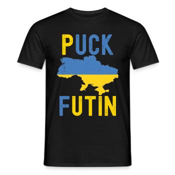 FK Putin, Puck Futin, Stand with Ukraine, Anti War - Men's T-Shirt - black - Front - AI Model Male 178 light (178cm)