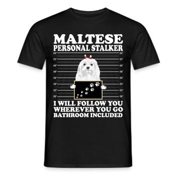 Maletese Maltese Dog Dog Motif - Men's T-Shirt - black - Front - AI Model Male 178 light (178cm)