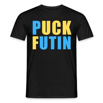 FK Poutine, Puck Futin, Stand avec l’Ukraine, Anti Guerre - T-shirt homme - noir - Devant - AI Model Male 178 light (178cm)
