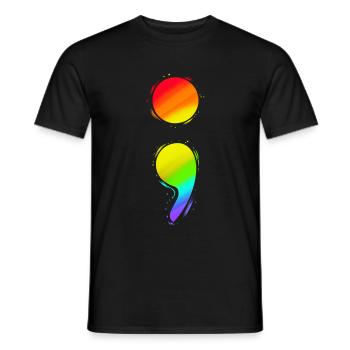 Colorful Semicolon For Mental Health Awareness - Men's T-Shirt - black - Front - AI Model Male 178 light (178cm)