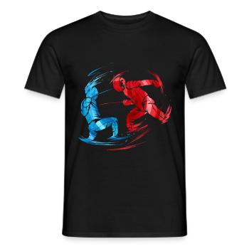 Sport Fencing Two Opponents in Fight At Fencing - Men's T-Shirt - black - Front - AI Model Male 178 light (178cm)