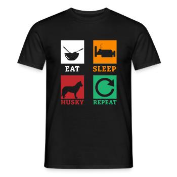 Husky Sibirischer Husky Hund Geschenk - Männer T-Shirt - Schwarz - Vorne - AI Model Male 178 light (178cm)
