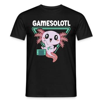 Gamesolotl Video Game Axolotl Water Animal Gamer - Men's T-Shirt - black - Front - AI Model Male 178 light (178cm)