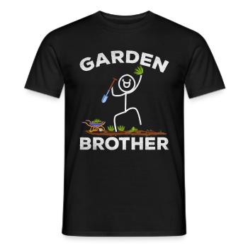 Garden Brother Strichmännchen Gartenarbeit Happy - Männer T-Shirt - Schwarz - Vorne - AI Model Male 178 light (178cm)