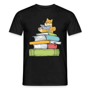 Bücherwurm Hundebuchliebhaber Hund liest Bücher - Männer T-Shirt - Schwarz - Vorne - AI Model Male 178 light (178cm)