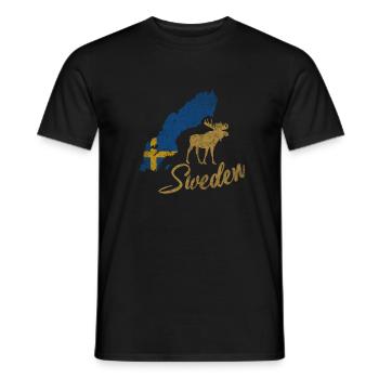 Suède Schweden - T-shirt homme - noir - Devant - AI Model Male 178 light (178cm)