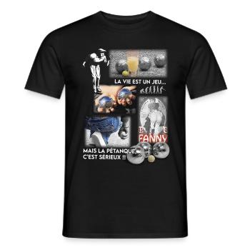 LIFE IS A GAME BUT PETANQUE IS SERIOUS - Men's T-Shirt - black - Front - AI Model Male 178 light (178cm)
