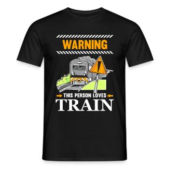 Avertissement Cette personne aime les trains locomotives à vapeur - T-shirt homme - noir - Devant - AI Model Male 178 light (178cm)