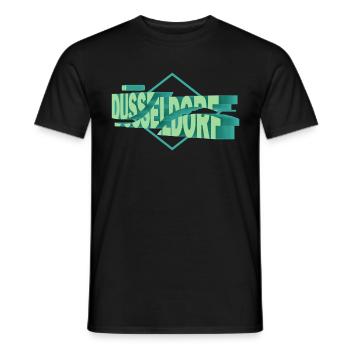 Dusseldorf Germany City 3D Font Skyline - Men's T-Shirt - black - Front - AI Model Male 178 light (178cm)