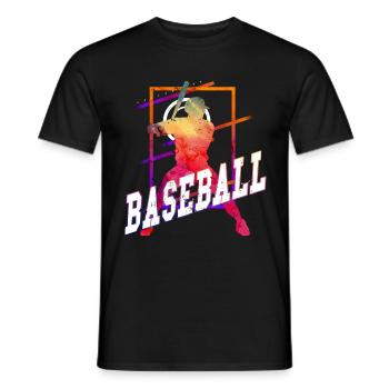 Joueur de baseball Joueur de baseball Vintage Coloré - T-shirt homme - noir - Devant - AI Model Male 178 light (178cm)
