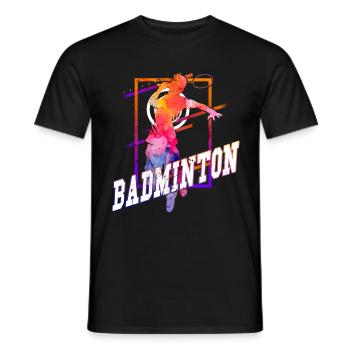 Badminton Federball Sport Spieler Vintage Retro - Männer T-Shirt - Schwarz - Vorne - AI Model Male 178 light (178cm)