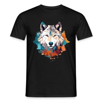 Loup Tête de Loup Prédateur Nature Colorée Nature Nature Nature Art - T-shirt homme - noir - Devant - AI Model Male 178 light (178cm)