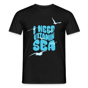 J’ai besoin de vitamine Mer - Vacances Été Mouettes Mer - T-shirt homme - noir - Devant - AI Model Male 178 light (178cm)