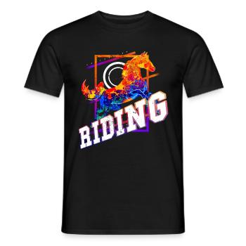 Riding Rider Horse Jumping Sport Colorful Vintage - Men's T-Shirt - black - Front - AI Model Male 178 light (178cm)