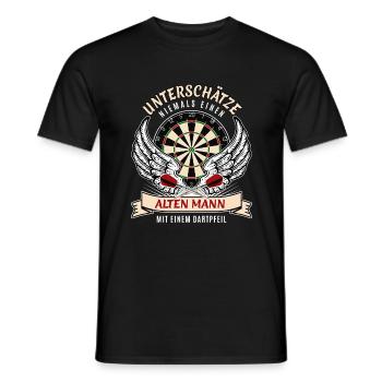 Unterschätze nie einen alten Mann Darts Dartpfeil - Männer T-Shirt - Schwarz - Vorne - AI Model Male 178 light (178cm)