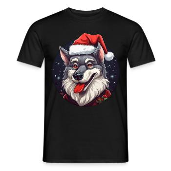 Wolf Christmas - Men's T-Shirt - black - Front - AI Model Male 178 light (178cm)
