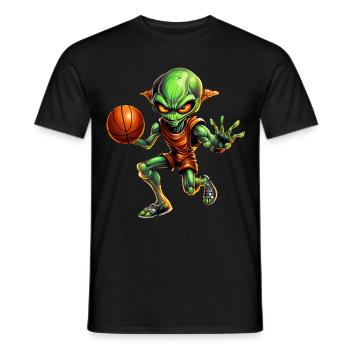 Basketball Alien - Men's T-Shirt - black - Front - AI Model Male 178 light (178cm)