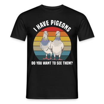 Tauben - Männer T-Shirt - Schwarz - Vorne - AI Model Male 178 light (178cm)
