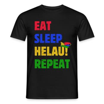 Eat Sleep Helau Repeat - Karneval Spruch - Männer T-Shirt - Schwarz - Vorne - AI Model Male 178 light (178cm)