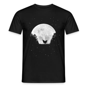 Vollmond - Nacht - Huhn Silhouette - Männer T-Shirt - Schwarz - Vorne - AI Model Male 178 light (178cm)