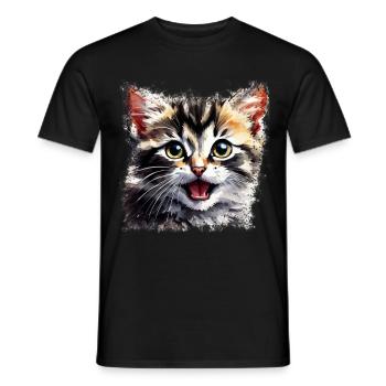 Süßes Kätzchen-Design im Aquarell Nr.005 - Männer T-Shirt - Schwarz - Vorne - AI Model Male 178 light (178cm)
