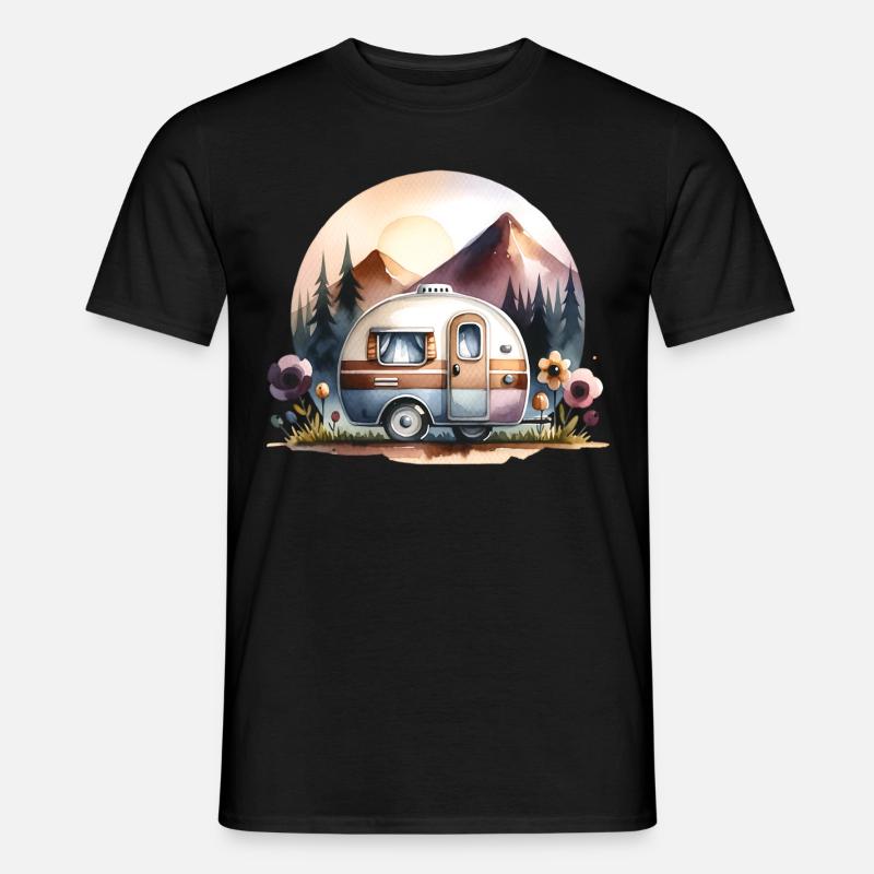 Camping - Männer T-Shirt - Schwarz