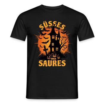 Halloween Geisterhaus - Süßes oder Saures - Männer T-Shirt - Schwarz - Vorne - AI Model Male 178 light (178cm)