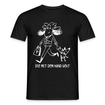 Die mit dem Hund geht - Gassi gehen - Geschenk - Männer T-Shirt - Schwarz - Vorne - AI Model Male 178 light (178cm)