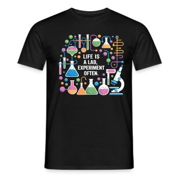 La vie est souvent une expérience de laboratoire - T-shirt homme - noir - Devant - AI Model Male 178 light (178cm)