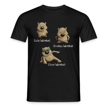 Mignon Grumpy et Fermer Wombat Marsupial Poses - T-shirt homme - noir - Devant - AI Model Male 178 light (178cm)