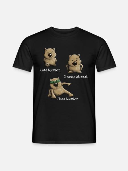Cute Grumpy and Close Wombat Beuteltier Posen - Männer T-Shirt - Schwarz