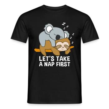 Sloth koala sleeping late riser cute loafers - Men's T-Shirt - black - Front - AI Model Male 178 light (178cm)