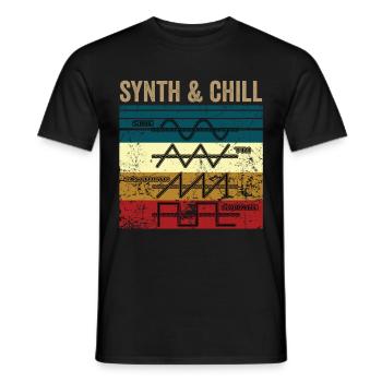 SYNTH & CHILL - Men's T-Shirt - black - Front - AI Model Male 178 light (178cm)