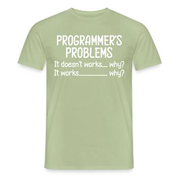 Programmeurs Tux problème travail administrateur - T-shirt homme - vert sauge - Devant - AI Model Male 178 light (178cm)