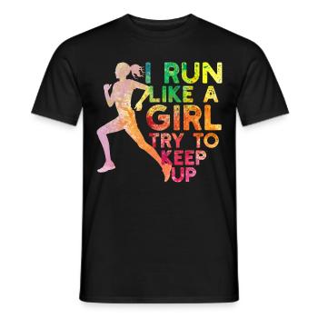 I Run Like A Girl Try To Keep Up A Track And Field - Men's T-Shirt - black - Front - AI Model Male 178 light (178cm)