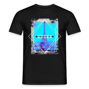 Paris France City Skyline Home Love - Men's T-Shirt - black - Front - AI Model Male 178 light (178cm)