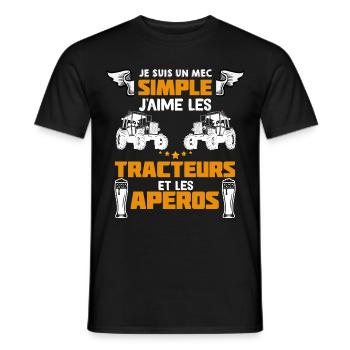 Agriculteur Métier Des Champs Et Apéro Tracteur - T-shirt homme - noir - Devant - AI Model Male 178 light (178cm)