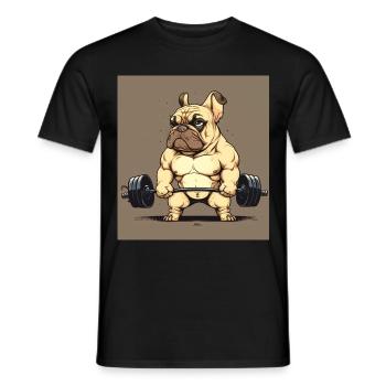 Français Bulldog Frenchie Bodybuilding Dog - T-shirt homme - noir - Devant - AI Model Male 178 light (178cm)