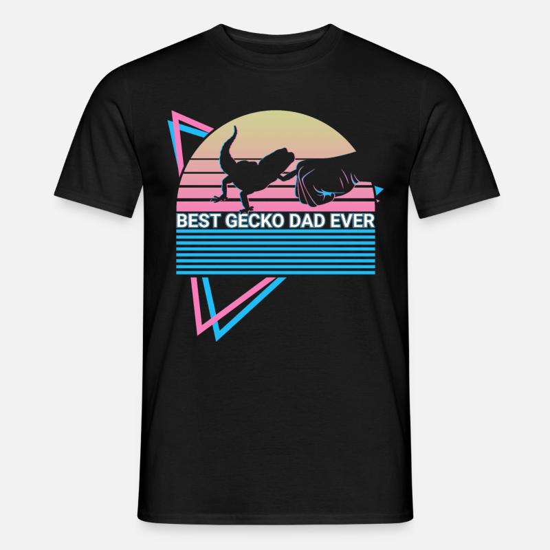Leopard Gecko Papa Retro - Männer T-Shirt - Schwarz