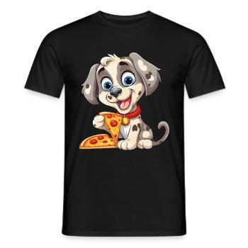 Pizza Dog Pizza Lover Dog Lover Cartoon - T-shirt homme - noir - Devant - AI Model Male 178 light (178cm)