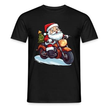 Weihnachtsmann Motorrad Sonnenbrille Weihnachten - Männer T-Shirt - Schwarz - Vorne - AI Model Male 178 light (178cm)
