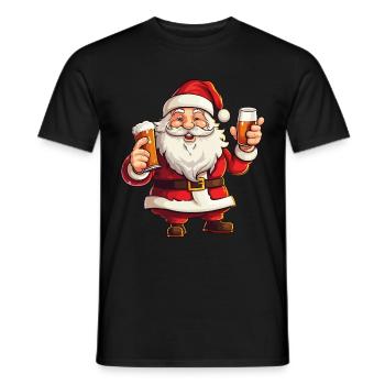 Weihnachtsmann Bier Alkohol Prost Glühwein Schnaps - Männer T-Shirt - Schwarz - Vorne - AI Model Male 178 light (178cm)