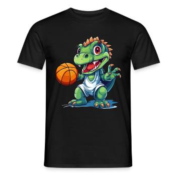 Basket-ball Dinosaure T-Rex Joueur Sports Cartoon - T-shirt homme - noir - Devant - AI Model Male 178 light (178cm)