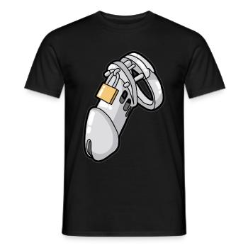 Chastity Chastity Belt Cuckold Sub Slave - Men's T-Shirt - black - Front - AI Model Male 178 light (178cm)