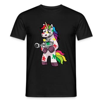 PAINTBALL Einhorn Markierer Airsoft Geschenk Kind - Männer T-Shirt - Schwarz - Vorne - AI Model Male 178 light (178cm)